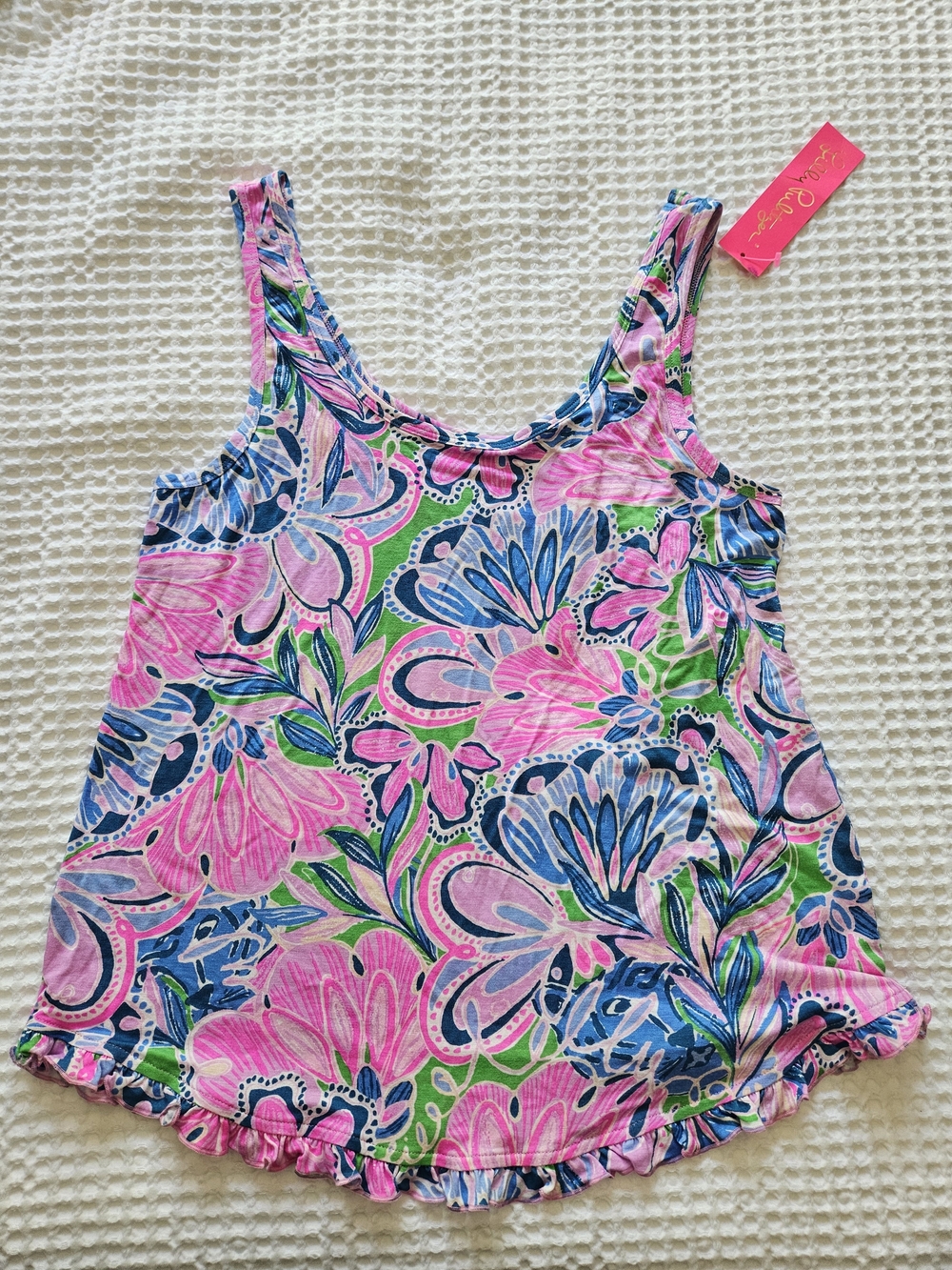 Lilly Pulitzer Ruffle PJ Tank Gecko Green Tiger Sunrise